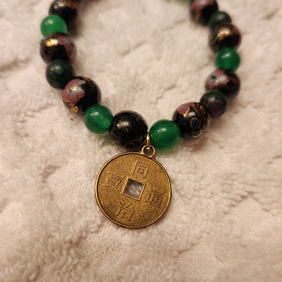 Jade & Unakite Jasper Bracelet - Picture 2 of 2